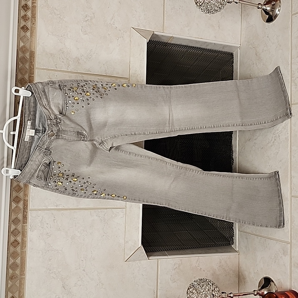 🖤🩶 BOSTON PROPER Gray Embellished JEANS 🩶🖤 - Picture 2 of 11